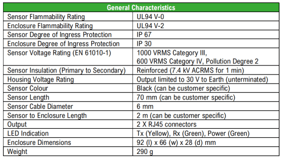 帶MODBUS通訊的柔性電流傳感器 DACP 504技術(shù)參數(shù)